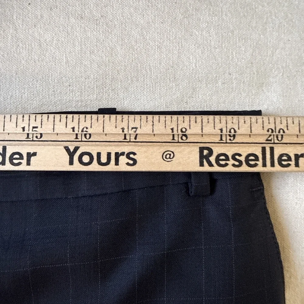 Peter Millar Crown Crafted Custom Men's Suit 44L Pants 40x31 Navy Wool Plaid
